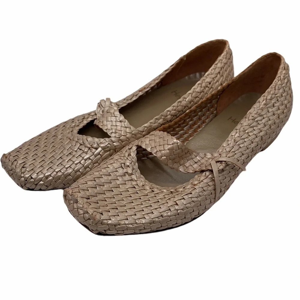 Rare Heyraud 1921 Woven Leather Flats Sz 39 / 8